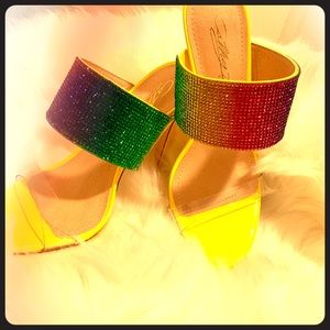 Women rainbow high heel sandals